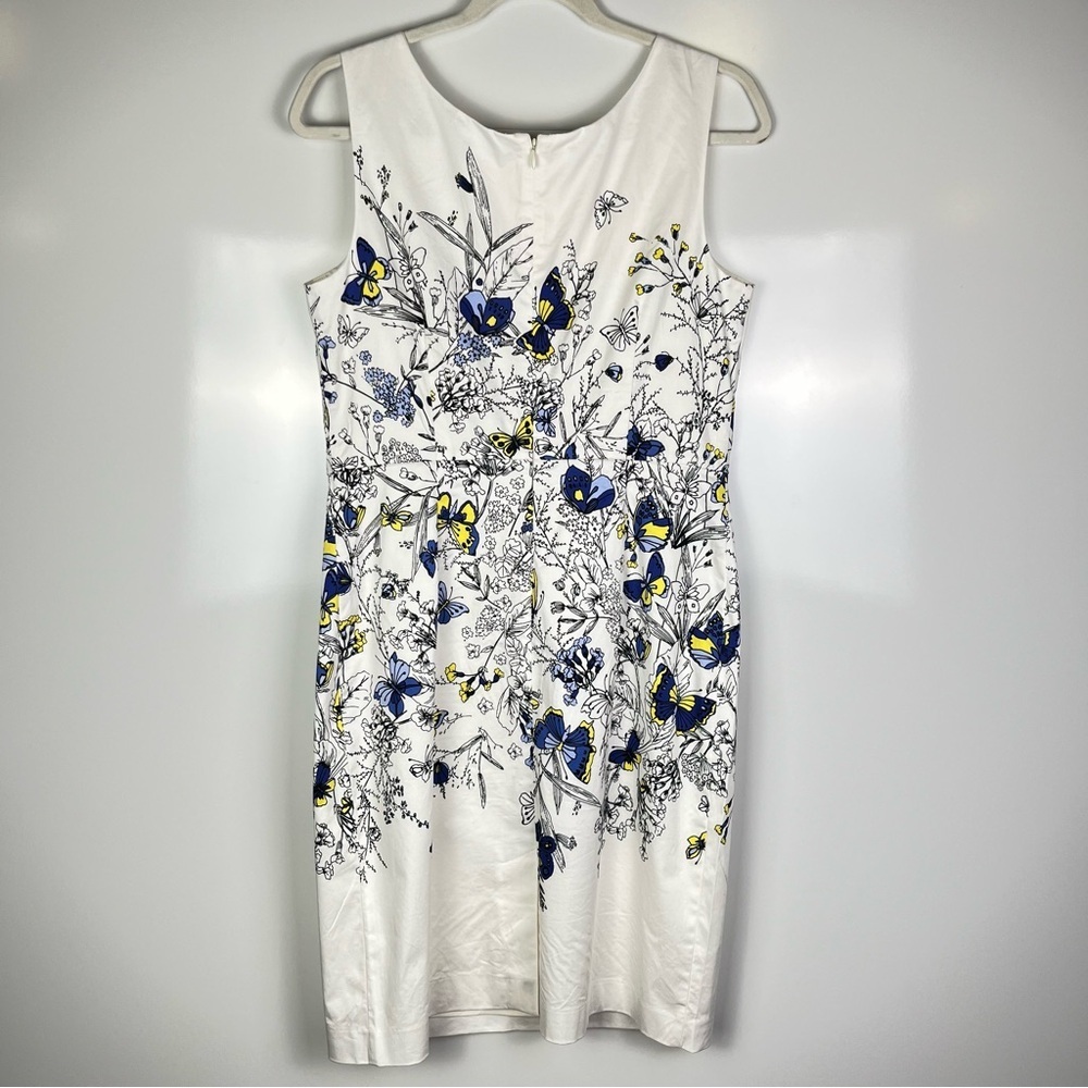RSVP by Talbots- Floral Butterfly Sheath Print Dress - White, Blue, Yellow - Picture 5 of 9